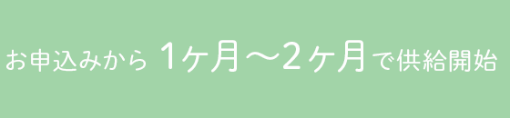 お申込みから1ヵ月半～2ヵ月で供給開始